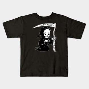 Cute Grim Reaper Says Enjoy Yourself Kids T-Shirt